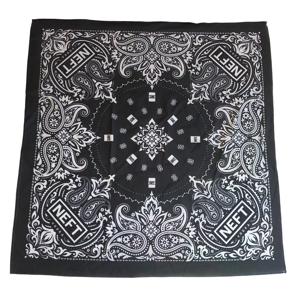NEFT Vodka Promotional Black Paisley Novelty Bandana Handkerchief